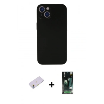 MARSİLYAN™- iPhone 13 Kılıf Yadigar Yansıma Serisi - Şeffaf 360 Full Body Arka Koruyucu + Renkli Kamera Lens Koruma Cam - SI