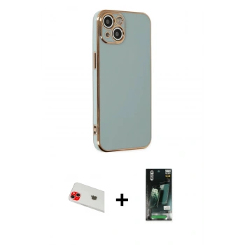 MARSİLYAN™- iPhone 13 Kılıf Yankı Serisi - Şeffaf 360 Full Body Arka Koruyucu + Rainbow Kamera Lens Koruma Cam - KI