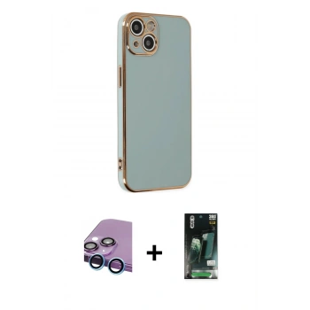MARSİLYAN™- iPhone 13 Kılıf Yankı Serisi - Şeffaf 360 Full Body Arka Koruyucu + Raze Metal Kamera Lens - MI