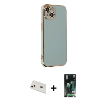 MARSİLYAN™- iPhone 13 Kılıf Yankı Serisi - Şeffaf 360 Full Body Arka Koruyucu + Rainbow Kamera Lens Koruma Cam - REGD