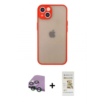 MARSİLYAN™- iPhone 13 Mini Kılıf Ahenk Çizgi Serisi - Siyah Mat Seramik Nano Ekran Koruyucu + Raze Metal Kamera Lens - YL