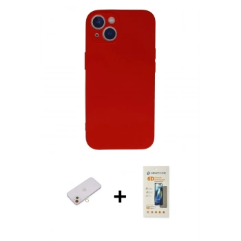 MARSİLYAN™- iPhone 13 Mini Kılıf Ahenk Serisi - Siyah 6D Mat Seramik Hayalet Nano Ekran Koruyucu + Renkli Kamera Lens Koruma Cam - YL