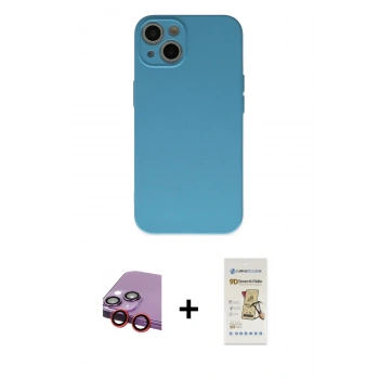 MARSİLYAN™- iPhone 13 Mini Kılıf Ahenk Serisi - Siyah Mat Seramik Nano Ekran Koruyucu + Raze Metal Kamera Lens - KI