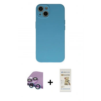 MARSİLYAN™- iPhone 13 Mini Kılıf Ahenk Serisi - Siyah Mat Seramik Nano Ekran Koruyucu + Raze Metal Kamera Lens - MI
