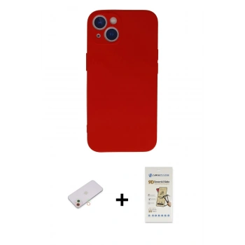 MARSİLYAN™- iPhone 13 Mini Kılıf Ahenk Serisi - Siyah Mat Seramik Nano Ekran Koruyucu + Renkli Kamera Lens Koruma Cam - YL