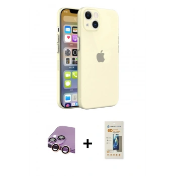 MARSİLYAN™- iPhone 13 Mini Kılıf Atlas Minimal Prime - Siyah 6D Mat Seramik Hayalet Nano Ekran Koruyucu + Raze Metal Kamera Lens - PE