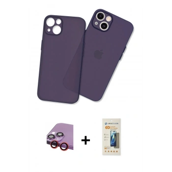 MARSİLYAN™- iPhone 13 Mini Kılıf Atlas Minimal Prime - Siyah 6D Mat Seramik Hayalet Nano Ekran Koruyucu + Raze Metal Kamera Lens - KI