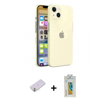MARSİLYAN™- iPhone 13 Mini Kılıf Atlas Minimal Prime - Siyah Polymer Nano Ekran Koruyucu + Renkli Kamera Lens Koruma Cam - SI