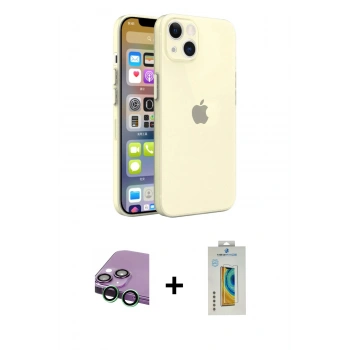MARSİLYAN™- iPhone 13 Mini Kılıf Atlas Minimal Prime - Siyah Polymer Nano Ekran Koruyucu + Raze Metal Kamera Lens - YL