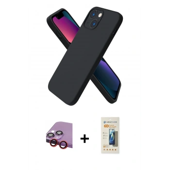 MARSİLYAN™- iPhone 13 Mini Kılıf Kozmos Yansıma Özel Seri - Siyah 6D Mat Seramik Hayalet Nano Ekran Koruyucu + Raze Metal Kamera Lens - KI