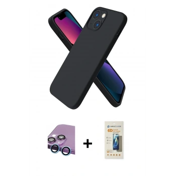 MARSİLYAN™- iPhone 13 Mini Kılıf Kozmos Yansıma Özel Seri - Siyah 6D Mat Seramik Hayalet Nano Ekran Koruyucu + Raze Metal Kamera Lens - MI