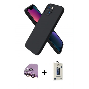 MARSİLYAN™- iPhone 13 Mini Kılıf Kozmos Yansıma Özel Seri - Siyah Bilvis Hayalet Cam Ekran Koruyucu + Raze Metal Kamera Lens - PE
