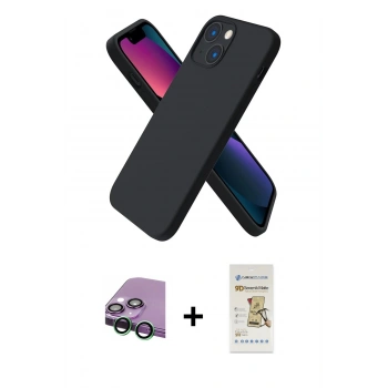 MARSİLYAN™- iPhone 13 Mini Kılıf Kozmos Yansıma Özel Seri - Siyah Mat Seramik Nano Ekran Koruyucu + Raze Metal Kamera Lens - YL