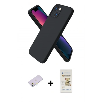 MARSİLYAN™- iPhone 13 Mini Kılıf Kozmos Yansıma Özel Seri - Siyah Mat Seramik Nano Ekran Koruyucu + Renkli Kamera Lens Koruma Cam - SI