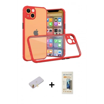 MARSİLYAN™- iPhone 13 Mini Kılıf Nova Asil Özel Seri - Siyah 6D Mat Seramik Hayalet Nano Ekran Koruyucu + Renkli Kamera Lens Koruma Cam - SI