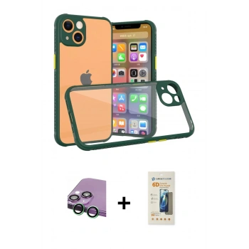 MARSİLYAN™- iPhone 13 Mini Kılıf Nova Asil Özel Seri - Siyah 6D Mat Seramik Hayalet Nano Ekran Koruyucu + Raze Metal Kamera Lens - YL