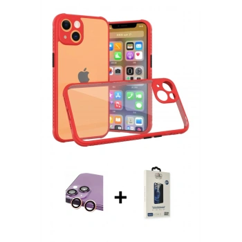 MARSİLYAN™- iPhone 13 Mini Kılıf Nova Asil Özel Seri - Siyah Bilvis Hayalet Cam Ekran Koruyucu + Raze Metal Kamera Lens - PE