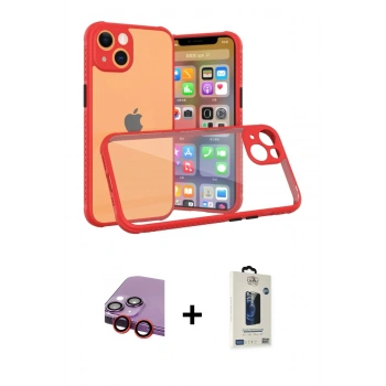 MARSİLYAN™- iPhone 13 Mini Kılıf Nova Asil Özel Seri - Siyah Bilvis Hayalet Cam Ekran Koruyucu + Raze Metal Kamera Lens - KI