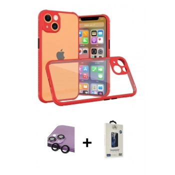 MARSİLYAN™- iPhone 13 Mini Kılıf Nova Asil Özel Seri - Siyah Bilvis Hayalet Cam Ekran Koruyucu + Raze Metal Kamera Lens - SH