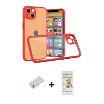 MARSİLYAN™- iPhone 13 Mini Kılıf Nova Asil Özel Seri - Siyah Mat Seramik Nano Ekran Koruyucu + Renkli Kamera Lens Koruma Cam - SI