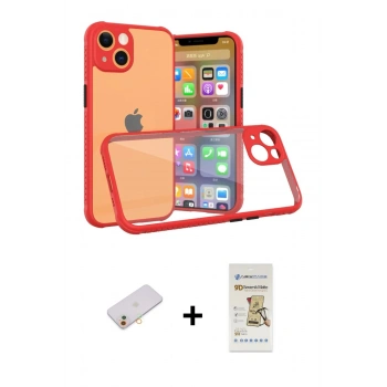 MARSİLYAN™- iPhone 13 Mini Kılıf Nova Asil Özel Seri - Siyah Mat Seramik Nano Ekran Koruyucu + Renkli Kamera Lens Koruma Cam - TU