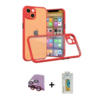 MARSİLYAN™- iPhone 13 Mini Kılıf Nova Asil Özel Seri - Siyah Polymer Nano Ekran Koruyucu + Raze Metal Kamera Lens - KI