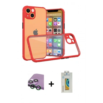 MARSİLYAN™- iPhone 13 Mini Kılıf Nova Asil Özel Seri - Siyah Polymer Nano Ekran Koruyucu + Raze Metal Kamera Lens - YL