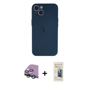 MARSİLYAN™- iPhone 13 Mini Kılıf Yadigar Yansıma Serisi - Siyah 6D Mat Seramik Hayalet Nano Ekran Koruyucu + Raze Metal Kamera Lens - YL