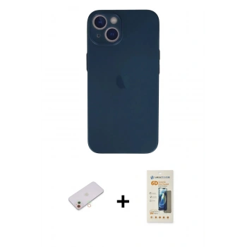 MARSİLYAN™- iPhone 13 Mini Kılıf Yadigar Yansıma Serisi - Siyah 6D Mat Seramik Hayalet Nano Ekran Koruyucu + Renkli Kamera Lens Koruma Cam - YL