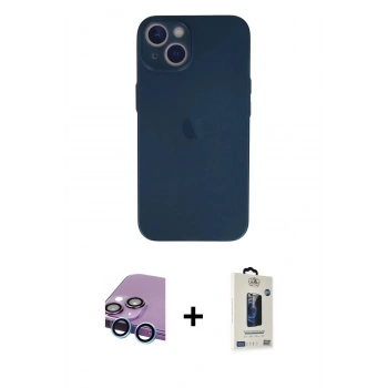 MARSİLYAN™- iPhone 13 Mini Kılıf Yadigar Yansıma Serisi - Siyah Bilvis Hayalet Cam Ekran Koruyucu + Raze Metal Kamera Lens - MI