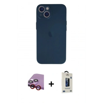 MARSİLYAN™- iPhone 13 Mini Kılıf Yadigar Yansıma Serisi - Siyah Bilvis Hayalet Cam Ekran Koruyucu + Raze Metal Kamera Lens - KI