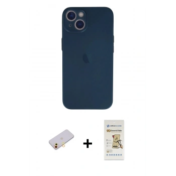 MARSİLYAN™- iPhone 13 Mini Kılıf Yadigar Yansıma Serisi - Siyah Mat Seramik Nano Ekran Koruyucu + Renkli Kamera Lens Koruma Cam - SI