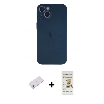 MARSİLYAN™- iPhone 13 Mini Kılıf Yadigar Yansıma Serisi - Siyah Mat Seramik Nano Ekran Koruyucu + Renkli Kamera Lens Koruma Cam - PE