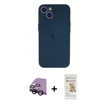 MARSİLYAN™- iPhone 13 Mini Kılıf Yadigar Yansıma Serisi - Siyah Mat Seramik Nano Ekran Koruyucu + Raze Metal Kamera Lens - SH