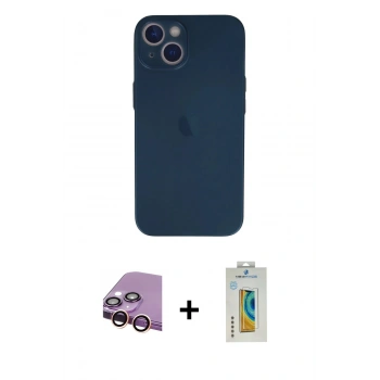 MARSİLYAN™- iPhone 13 Mini Kılıf Yadigar Yansıma Serisi - Siyah Polymer Nano Ekran Koruyucu + Raze Metal Kamera Lens - PE