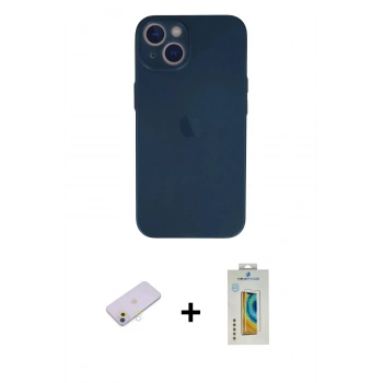MARSİLYAN™- iPhone 13 Mini Kılıf Yadigar Yansıma Serisi - Siyah Polymer Nano Ekran Koruyucu + Renkli Kamera Lens Koruma Cam - SI