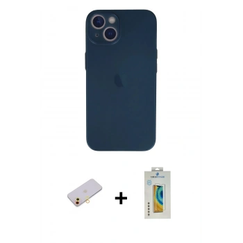 MARSİLYAN™- iPhone 13 Mini Kılıf Yadigar Yansıma Serisi - Siyah Polymer Nano Ekran Koruyucu + Renkli Kamera Lens Koruma Cam - SI