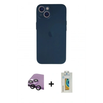MARSİLYAN™- iPhone 13 Mini Kılıf Yadigar Yansıma Serisi - Siyah Polymer Nano Ekran Koruyucu + Raze Metal Kamera Lens - SH
