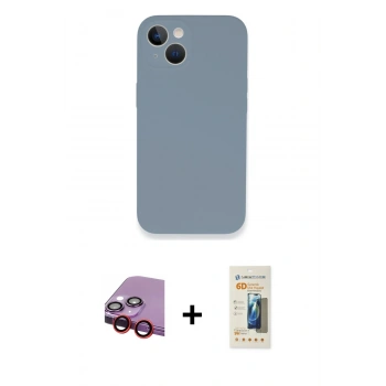 MARSİLYAN™- iPhone 13 Mini Kılıf Zirve Modern Özel Seri - Siyah 6D Mat Seramik Hayalet Nano Ekran Koruyucu + Raze Metal Kamera Lens - KI