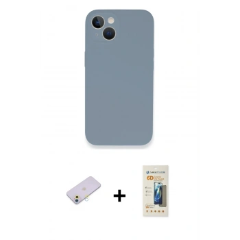 MARSİLYAN™- iPhone 13 Mini Kılıf Zirve Modern Özel Seri - Siyah 6D Mat Seramik Hayalet Nano Ekran Koruyucu + Renkli Kamera Lens Koruma Cam - SI