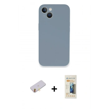 MARSİLYAN™- iPhone 13 Mini Kılıf Zirve Modern Özel Seri - Siyah 6D Mat Seramik Hayalet Nano Ekran Koruyucu + Renkli Kamera Lens Koruma Cam - SI