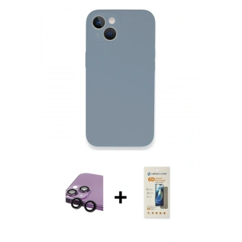 MARSİLYAN™- iPhone 13 Mini Kılıf Zirve Modern Özel Seri - Siyah 6D Mat Seramik Hayalet Nano Ekran Koruyucu + Raze Metal Kamera Lens - SH