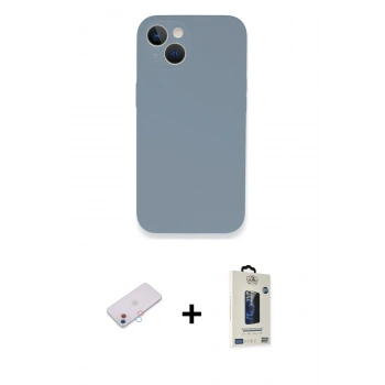 MARSİLYAN™- iPhone 13 Mini Kılıf Zirve Modern Özel Seri - Siyah Bilvis Hayalet Cam Ekran Koruyucu + Renkli Kamera Lens Koruma Cam - PE