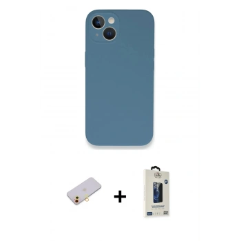 MARSİLYAN™- iPhone 13 Mini Kılıf Zirve Modern Özel Seri - Siyah Bilvis Hayalet Cam Ekran Koruyucu + Renkli Kamera Lens Koruma Cam - SI