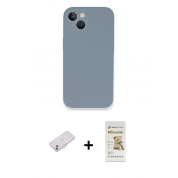 MARSİLYAN™- iPhone 13 Mini Kılıf Zirve Modern Özel Seri - Siyah Mat Seramik Nano Ekran Koruyucu + Renkli Kamera Lens Koruma Cam - PE
