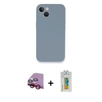 MARSİLYAN™- iPhone 13 Mini Kılıf Zirve Modern Özel Seri - Siyah Polymer Nano Ekran Koruyucu + Raze Metal Kamera Lens - KI