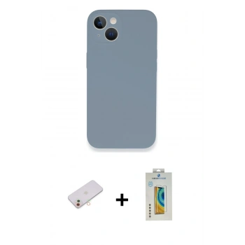 MARSİLYAN™- iPhone 13 Mini Kılıf Zirve Modern Özel Seri - Siyah Polymer Nano Ekran Koruyucu + Renkli Kamera Lens Koruma Cam - YL