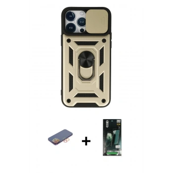 MARSİLYAN™- iPhone 13 Pro Kılıf Ahenk Klasik - Şeffaf 360 Full Body Arka Koruyucu + Renkli Kamera Lens Koruma Cam - TU