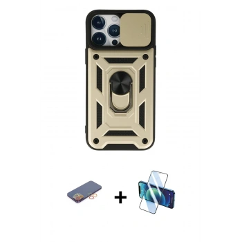 MARSİLYAN™- iPhone 13 Pro Kılıf Ahenk Klasik - Siyah 3D Antistatik Seramik Nano Ekran Koruyucu + Renkli Kamera Lens Koruma Cam - TU