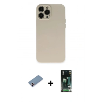MARSİLYAN™- iPhone 13 Pro Kılıf Ahenk Serisi - Şeffaf 360 Full Body Arka Koruyucu + Shine Kamera Lens Koruma Cam - PE